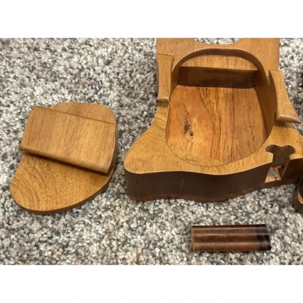 Cute Handmade Wood Cat Puzzle Trinket Storage Box